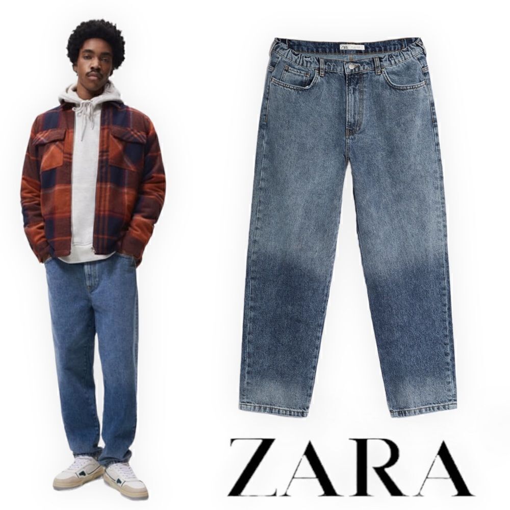 Zara Men Blue Relaxed Fit Jeans Size XL NWT Baggy Straight Leg Denim
